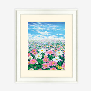 Art Print Framed Pink White Flowers 2502