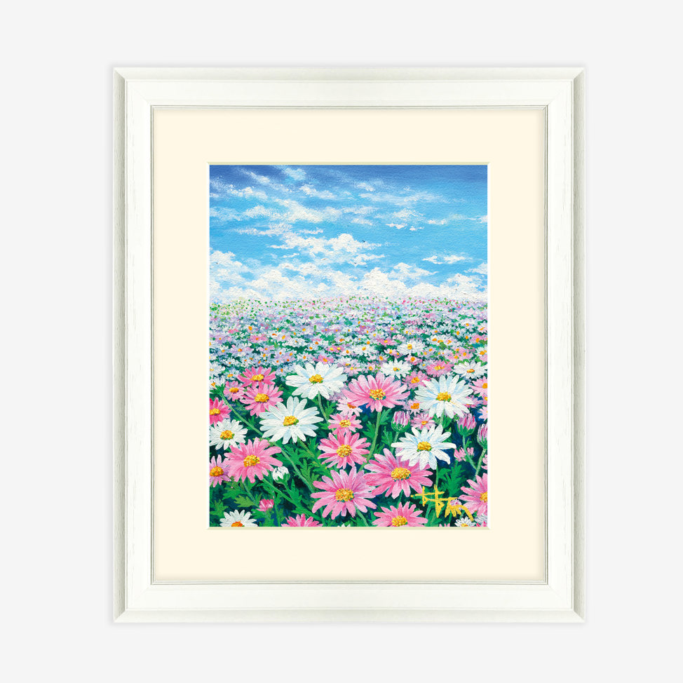 Art Print Framed Pink White Flowers 2502