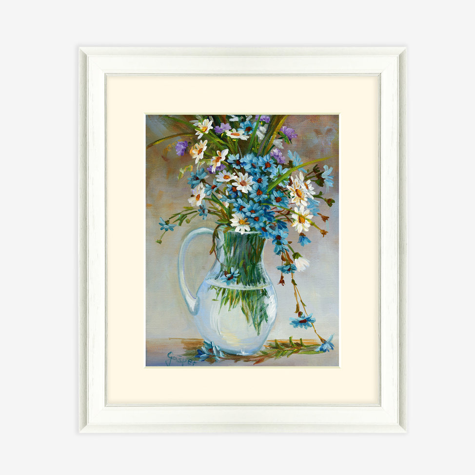 Art Print Framed Vase Daisies 2504
