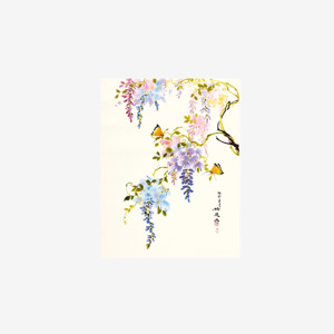 Art Print Unframed Oriental Flowers Butterflies 2505