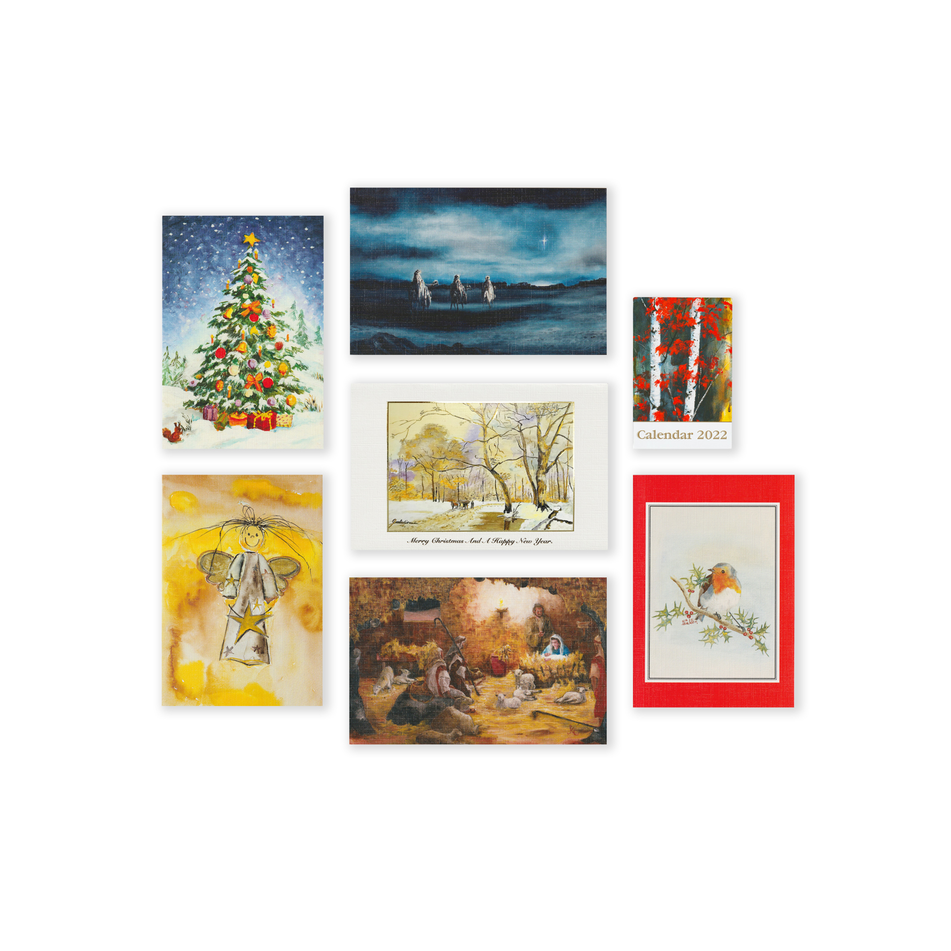 2021 Set 6 Christmas Cards Pocket Calendar