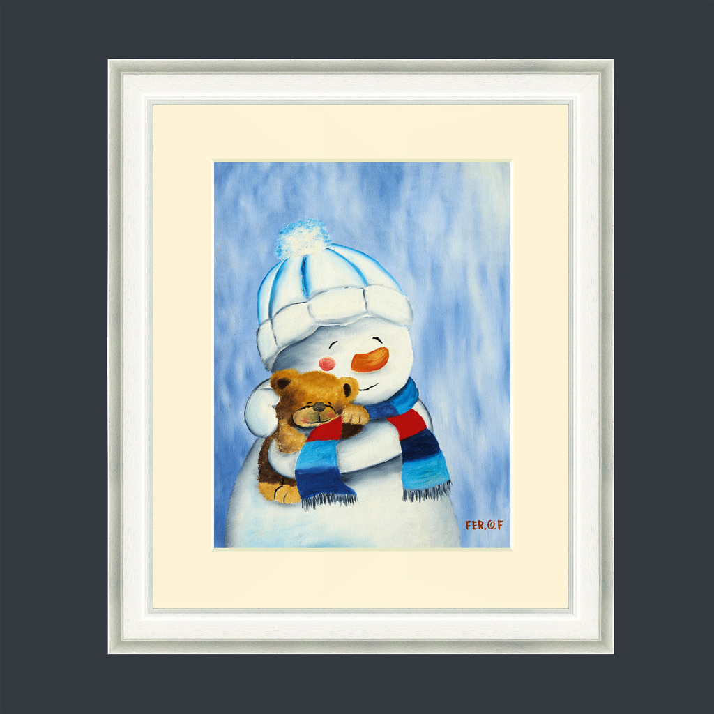 Art Print Framed Snowman Love