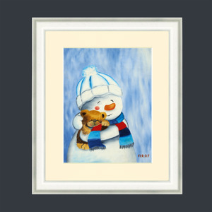 Art Print Framed Snowman Love